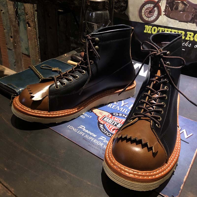 American Style Retro Leather Thick Sole Casual Boots Men's High Top