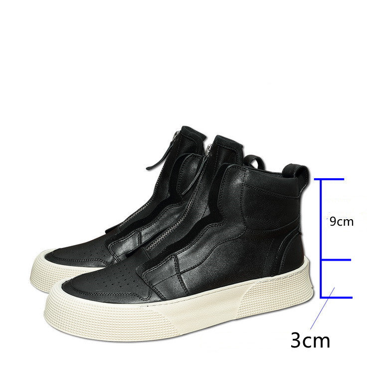 Men's Fashion High Top Flat Shoes Genuine Leather